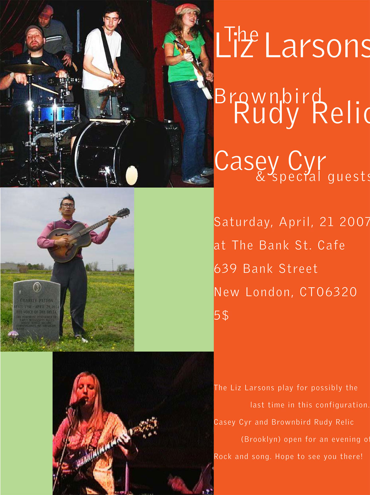 Casey Cyr - The Liz Larsons, Brownbird Rudy Relic - at the Bank Street Cafe, New London, Connecticut